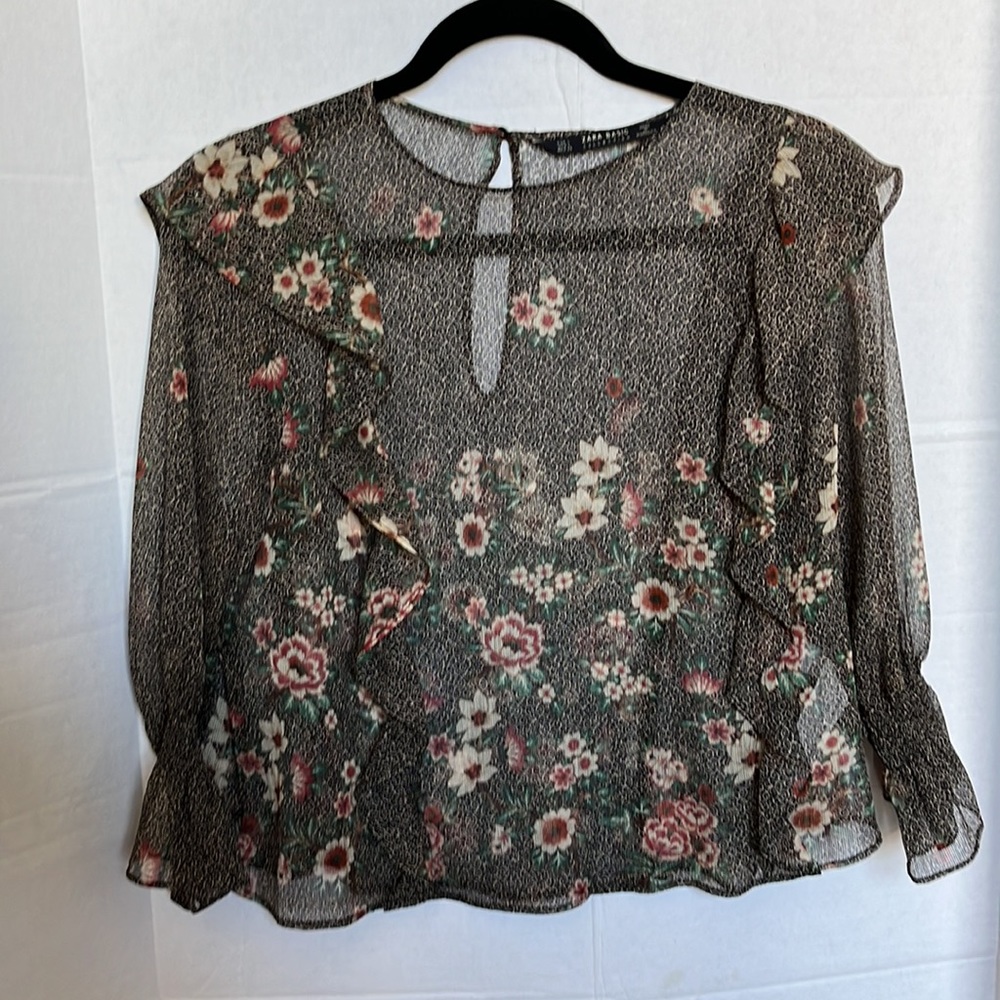 Women’s ZARA Basic Sheer Blouse NWT